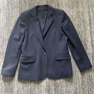 Theory Gabe Blue/Gray Wool One Button Blazer, Size 6